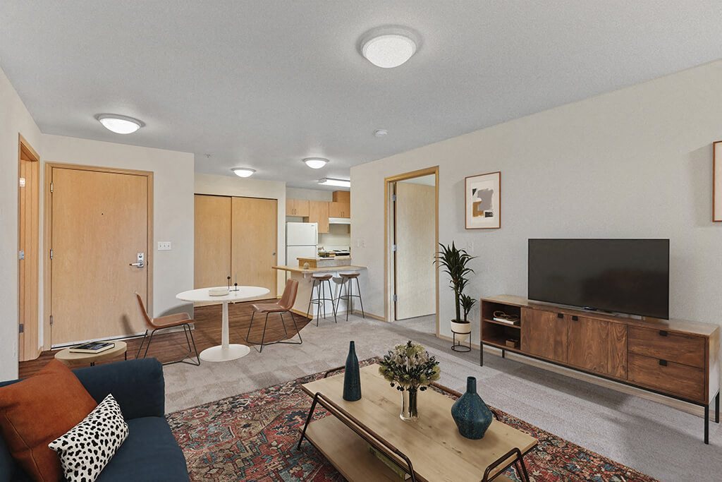 Living Room and Kitchen at Washington Terrace in Seattle WA